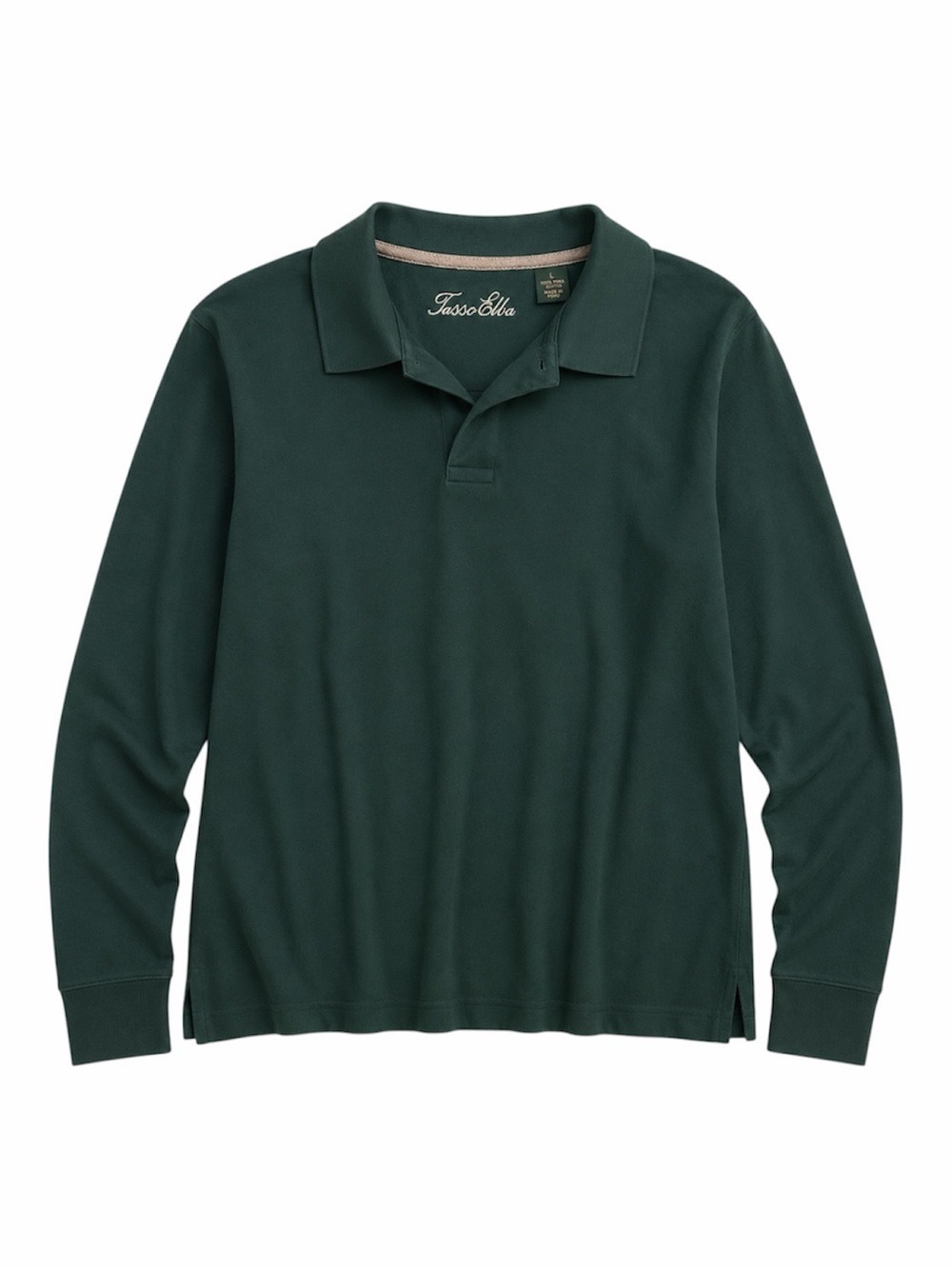 Tasso Elba 100% Pima Cotton Long Sleeve Polo Shirt Green Men’s Size Large
